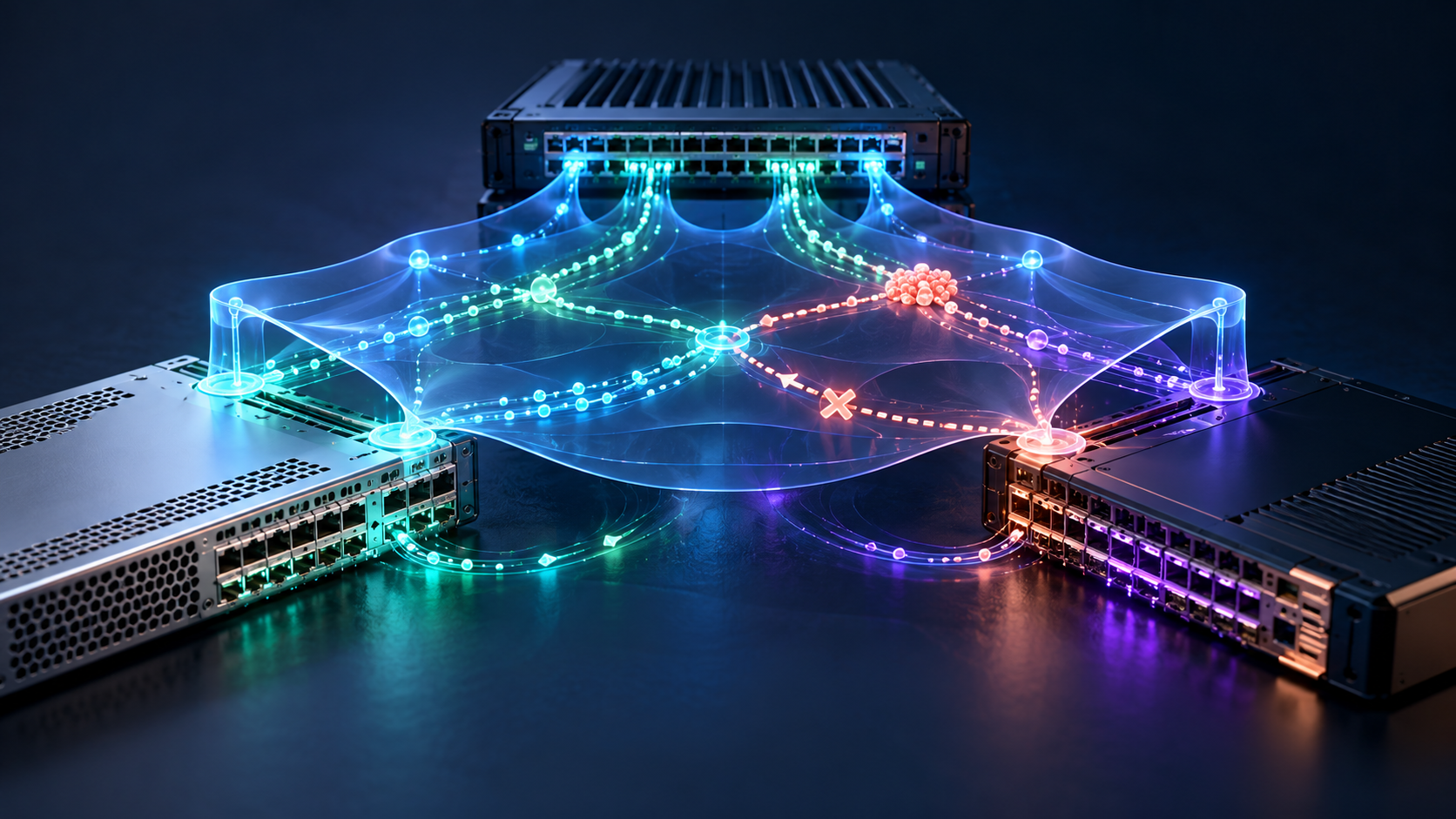 Concept illustration of open network operating system across multiple hardware vendors.